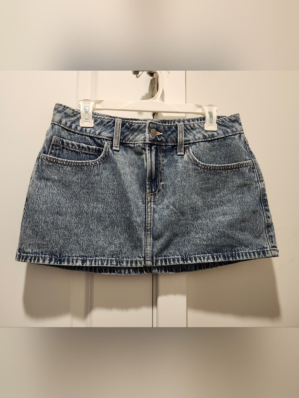 NWT HOLLISTER CURVY LOW RISE Blue Denim Mini Skirt - Women's Casual A-Line